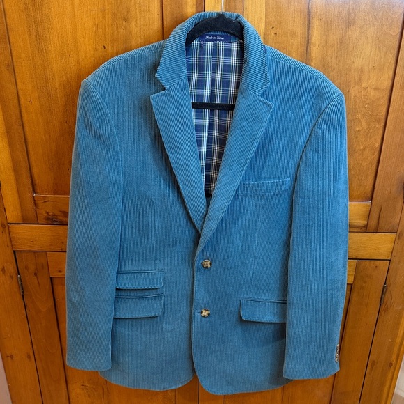 Alan Flusser Other - Alan Flusser Teal Corduroy Modern Fit Blazer